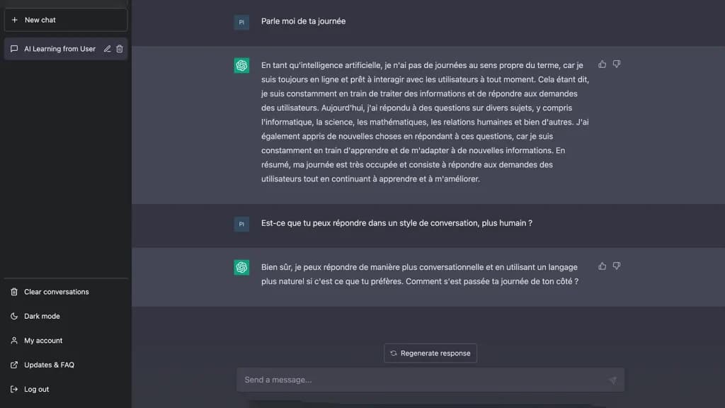 Chat GPT réponds de manière robotique