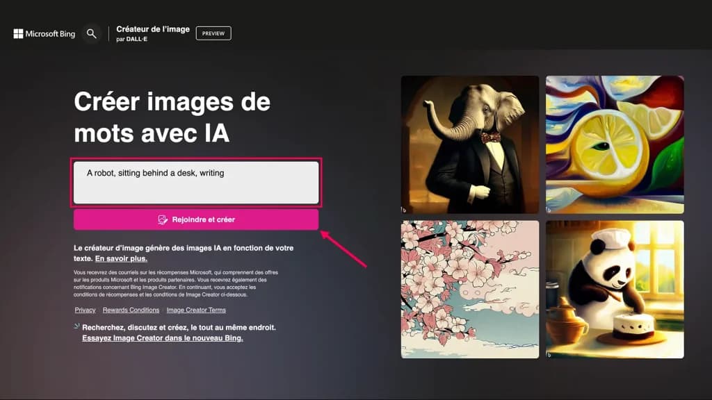 dall e 2 gratuit - se rendre sur bing image creator