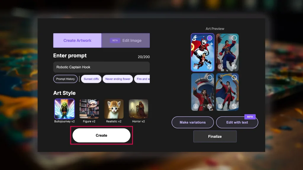 Wombo créer une image