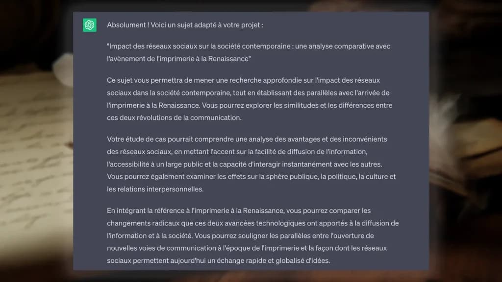 Idées de dissertation par ChatGPT