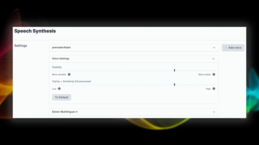 Réglages voix basique