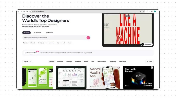 Inspiration Dribbble pour design de site