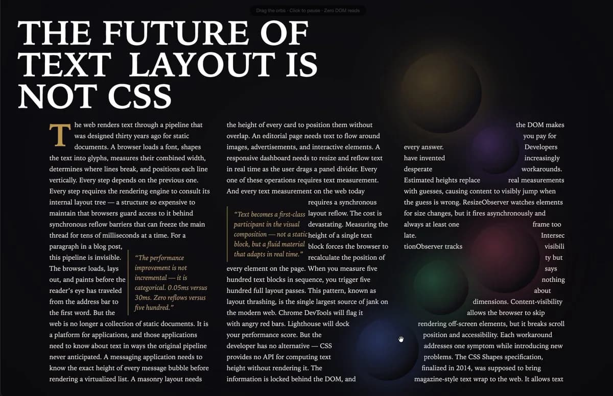 Démo Pretext vs CSS natif — overlay bleu/rouge