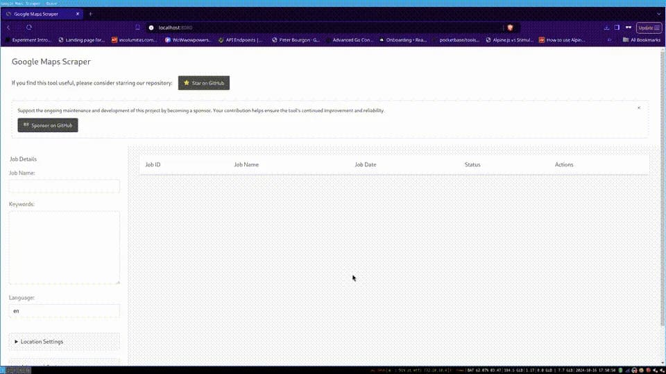 Démo du scraper Google Maps en action